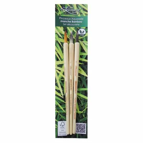 Léonard Bamboo Handled Brushes Discovery Set 3 Léonard Bamboo Handled Brushes Discovery Set
