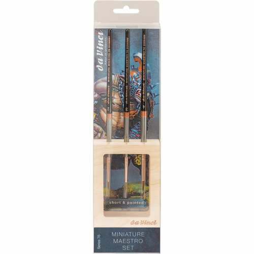 Da Vinci | MINIATURE MAESTRO Set Series 76 — 3 Short Pointed Tip Brushes 3 Da Vinci | MINIATURE MAESTRO Set Series 76 — 3 Short Pointed Tip Brushes
