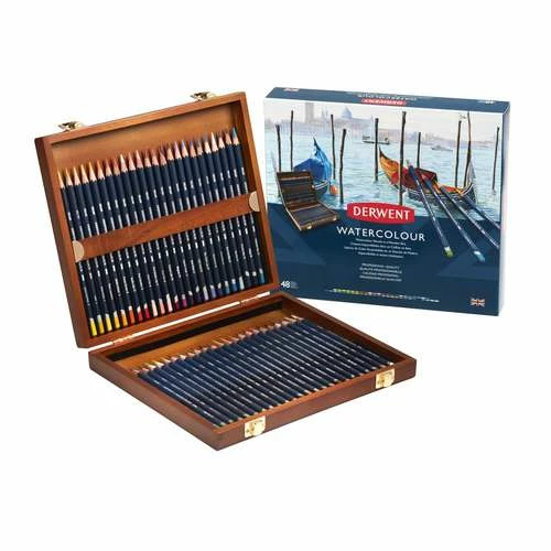 Derwent Watercolour 48 Pencil Wooden Box Set 3 Derwent Watercolour 48 Pencil Wooden Box Set