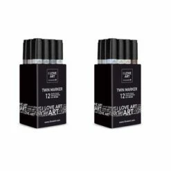 I LOVE ART | Twin Marker Grey Shades Sets — 12 Pens -GREATART Sales ILOVEART7CTwinMarkerGreyShadesSetsE2809412pens 2