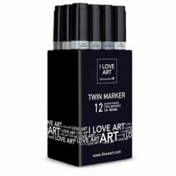 I LOVE ART | Twin Marker Grey Shades Sets — 12 Pens