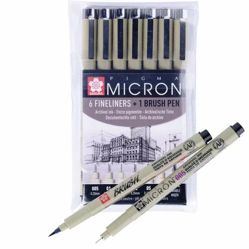 Sakura Pigma Micron 7 Piece Set 4 Sakura Pigma Micron 7 Piece Set - Image 2