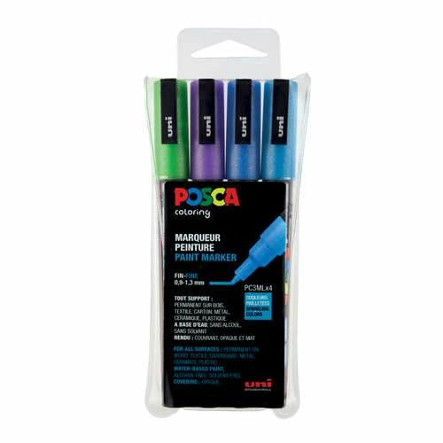 Uni Posca Glitter Markers PC-3ML Sets Of 4 4 Uni Posca Glitter Markers PC-3ML Sets Of 4 - Image 2